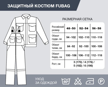 Защитный костюм Fubag размер 52-54 рост 3 в Рязани фото