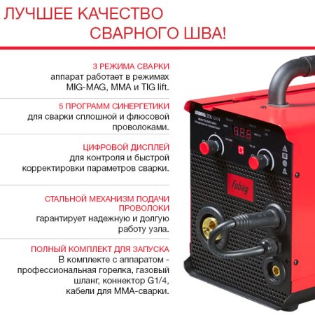 FUBAG Сварочный полуавтомат IRMIG 200 SYN с горелкой 250 А 3 м в комплекте в Рязани фото