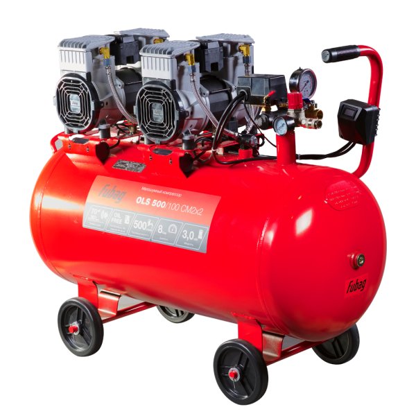 Компрессор воздушный безмасляный малошумный FUBAG OLS 500/100 CM2х2 + Набор пневмоинструмента (5 предметов) в ПОДАРОК в Рязани фото