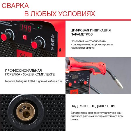 FUBAG Сварочный полуавтомат IRMIG 180 SYN с горелкой 250 А 3 м в комплекте в Рязани фото
