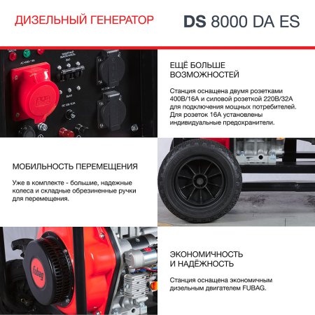 FUBAG Дизельный генератор (трехфазный) с электростартером и коннектором автоматики DS 8000 DA ES в Рязани фото