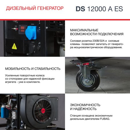 FUBAG Дизельный генератор с электростартером и коннектором автоматики DS 12000 A ES в Рязани фото