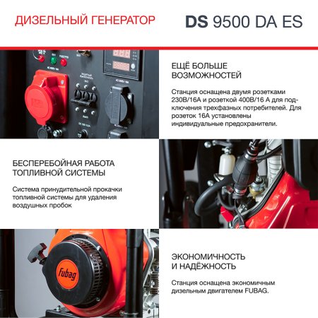 FUBAG Дизельный генератор (трехфазный) с электростартером и коннектором автоматики DS 9500 DA ES в Рязани фото